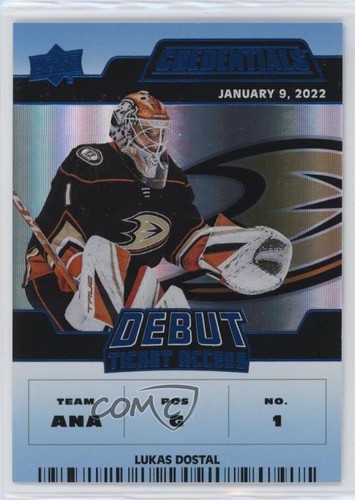 2022 Upper Deck Credentials Debut Ticket Access Blue /99 Lukas Dostal Rookie RC