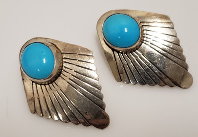 Native American Tom & Rose Singer Sterling Silver Turquoise Earrings - .19