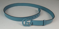 Gucci GG Marmont Leathe Belt Light Blue Size 46 Inches