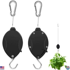 2PCS Retractable Plant Pulley Hanger Hooks 5ft Long 55lbs Capacity for Pots