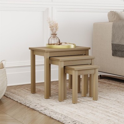 3er Set Satztische Satz Couchtisch Beistelltisch Holz Satzmöbel Eiche Furnier