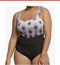 TYR Durafast Women's Stirling Aqua Controlfit 1 Pc Swimsuit, Gray, Size 24 New
