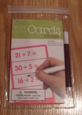 Wipe Clean DIVISION Flash Cards w/Marker Learning School Supplies Homeschool
