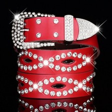 Femme Brillant Ceinture Strass Wrap Look Mouillé Ceinture Paillettes