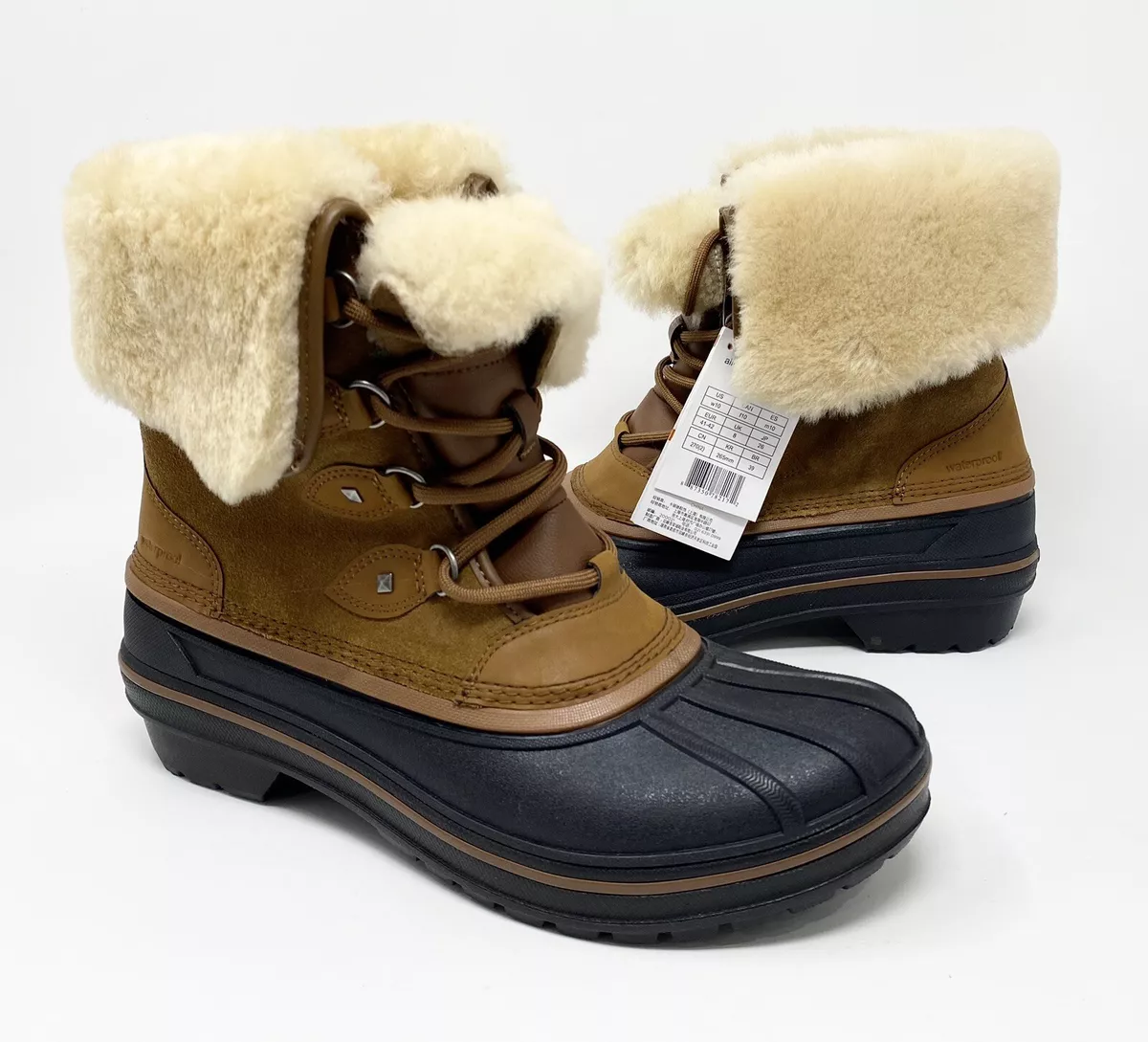 Crocs Allcast II Luxe Duck Boots womens Size 6 Lined Fur Trim WATERPROOF NEW
