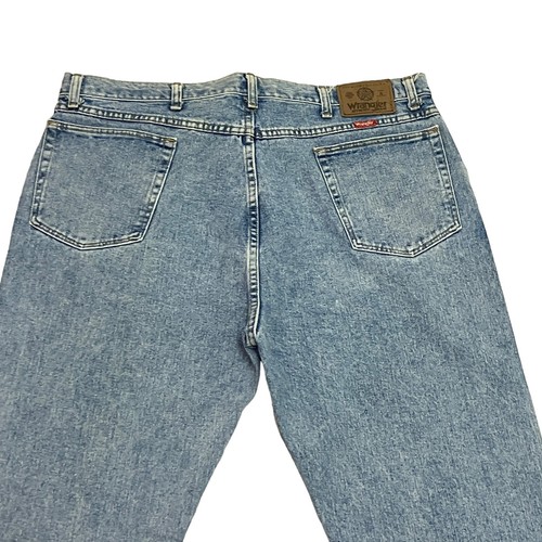 Vintage Wrangler Jeans Regular Fit Blue Mens 38W 30L Made in USA Denim - Picture 7 of 14