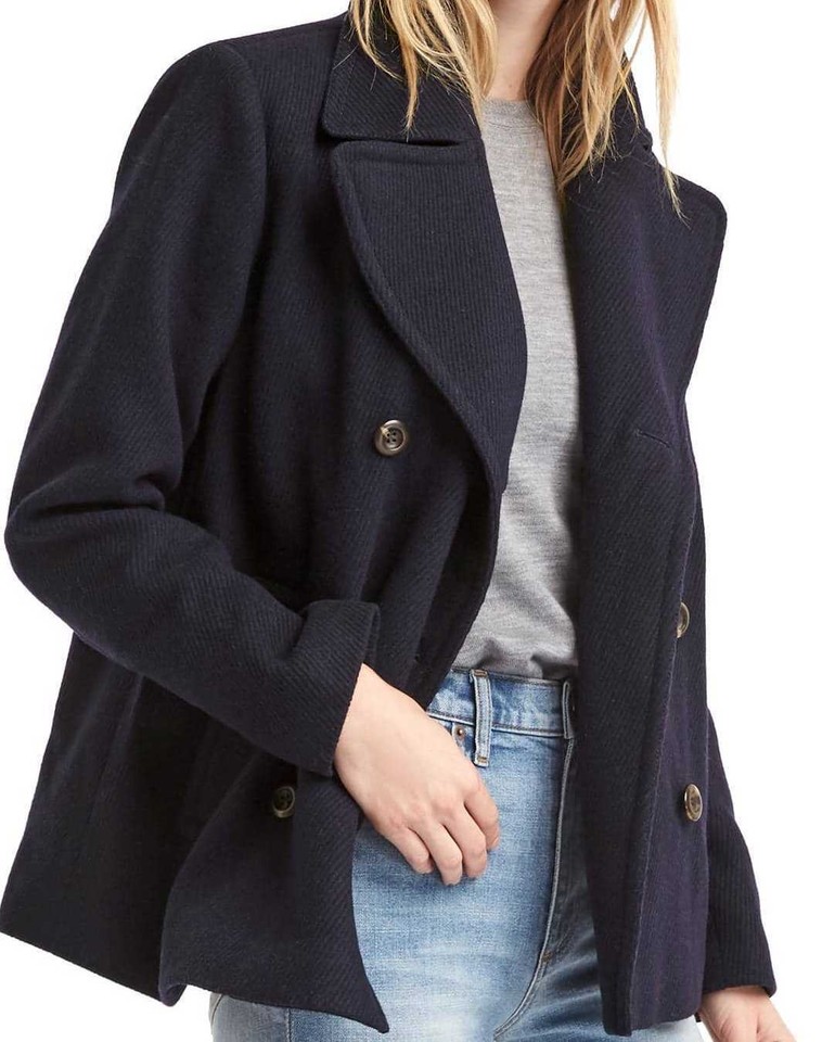 Manteau Peacoat GAP Femme Noir, Taille M/T, Laine - Neuf Avec étiquettes (NWT)