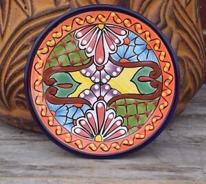 Talavera Ceramic plate Round 7 1/2 " Home Kitchen Patio Garden Pottery Decor