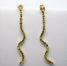C314 SIMPLY ZIGZAG STYLE GOLD CLEAR COLOR WEDDING PARTY FASHION DROP EARRING