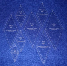 Quilt Templates-No Tip 45° Diamond 8 Pc Set- 2" - 5 1/2" -Acrylic 1/8" w/guides