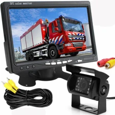 7'' HD Rear View Camera System Backup Monitor Kit Night Vision for RV Truck Bus