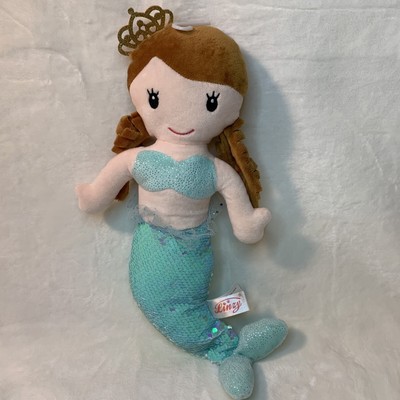 Linzy Mermaid Doll 14'' Plush Sequin Girls Toys Under the Sea Doll Aqua Blue NEW