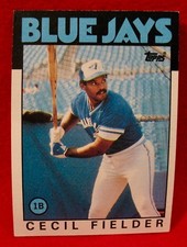CECIL FIELDER~Topps 1986 Rookie Baseball Card #386-Excellent Cond. BLUE JAYS