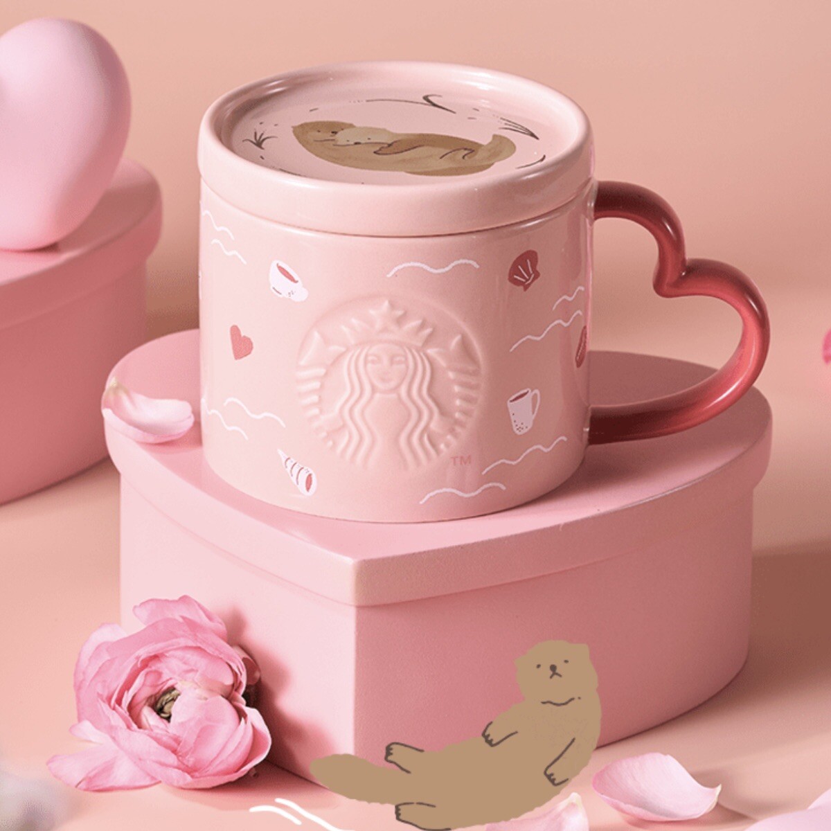 完売品♢STARBUCKS♢マーブルハートセラミックケース Starbucks 2025 China Valentine's Day Heart Handle 10oz Mug | eBay