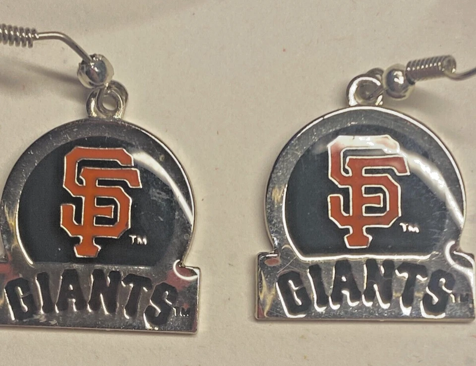 San Francisco Giants MLB Orange on Black Dangle Earrings - Image 2 of 4