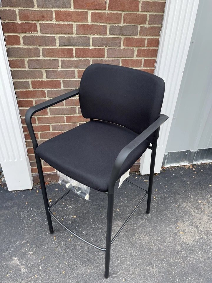 HON Accommodate Cafe Stool with Fixed Arms and Textured Frame, Black - Image 2 of 4