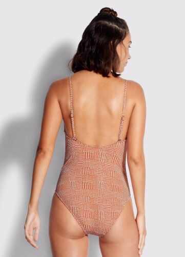 NWT $148 US Sz 12 Seafolly Spotted Longline Tri One Piece Pumpkin - Picture 4 of 4
