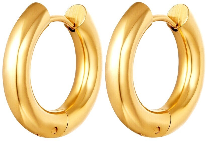 Hoop Earrings 18ct Gold Plated, Hypoallergenic Steel Based 3mm Thick Hoops-image