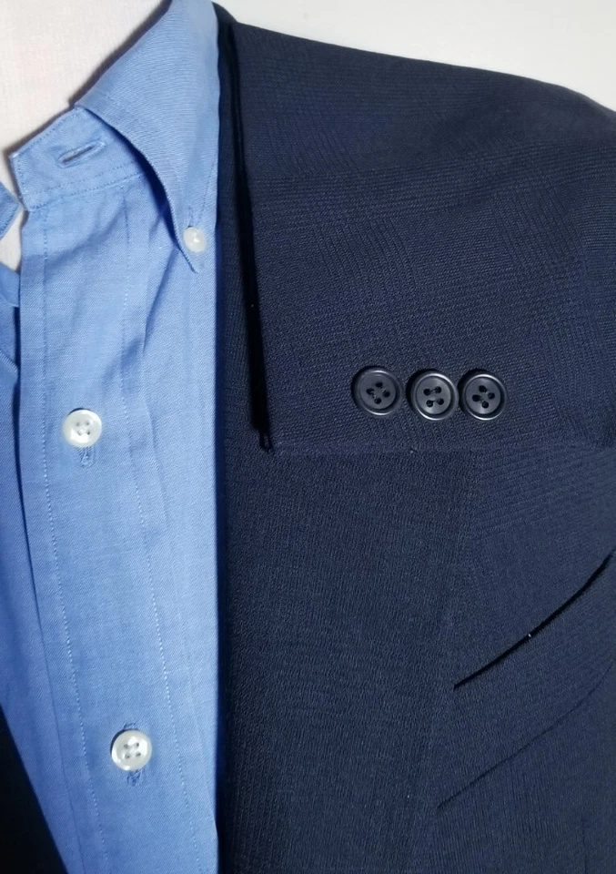 Giorgio Armani BLACK LABEL 2pc Suit Blue Glen Check full-CANVAS Jacket 42R Pants - Image 4 of 4