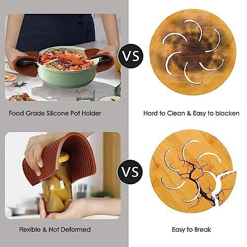 4 Pack Silicone Trivet Mats, Multi-Purpose Hot Pot Holder Hot Pads for Table  