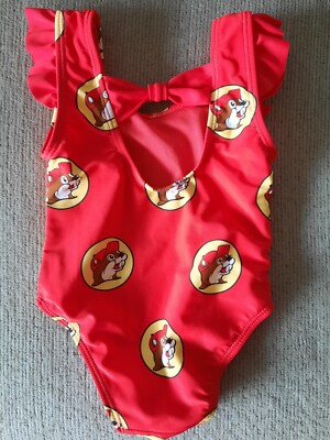 Buc-ees Logo Mascot Swimsuit One Piece All Over Print Baby Sz 3 - 6 Month Bucees