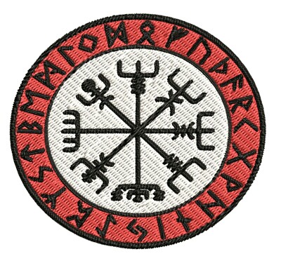 VIKING COMPASS PATCH Vegvisir IRON-ON EMBROIDERED ICELANDIC NORSE RUNE - FANCY