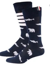 NWT Thom Browne Bear & Salmon Socks One Size
