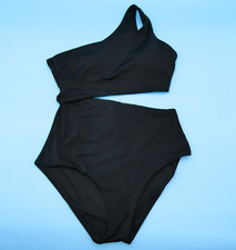 Victorias Secret Medium Black Single Shoulder Padded Cutout One Piece Swimsuit