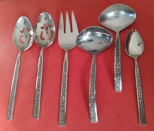 6pc Stanley Roberts EVENING LACE Stainless Serving Spoons Forks Ladles+ Japan