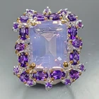 Unique 20 ct Natural Lavender Quartz Ring 925 Sterling Silver Size 8 /R482228