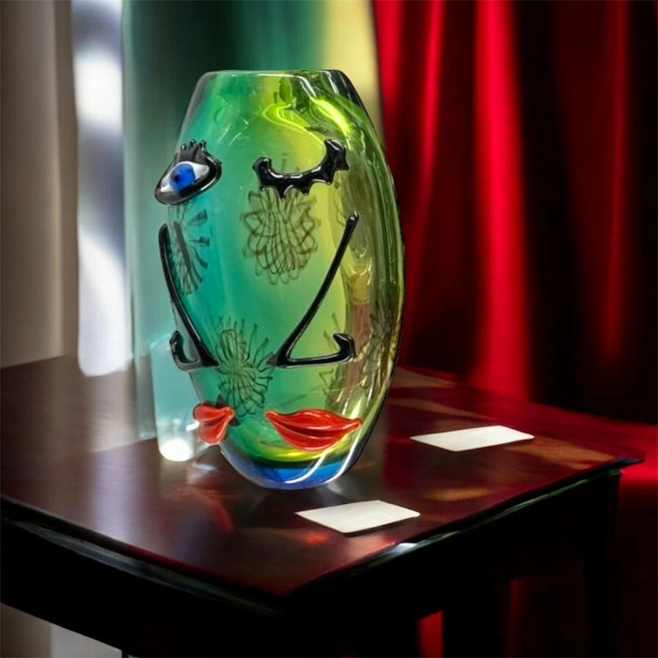 МУРАНСКИЙ СТИЛЬ стеклянная ваза фигурка абстрактный декор искусства бюст выдувной цветной редкая - Изображение 2 из 4