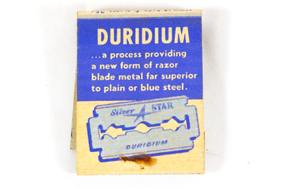 Silver Star Duridium Razor Blades Mid-Century Advertising Matchbook UNSTRUCK