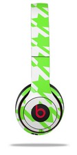 Skin Wrap for Beats Solo Wireless 2 3 4 Houndstooth Neon Lime Green SKIN ONLY