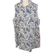 TAHARI Women’s Plus 2X Floral Linen Collared Shift Dress NWT