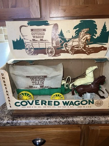 Marx Unbreakable Covered Wagon Pioneer with Accessories 20" in Original Box