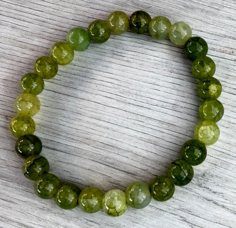 ELEDORO Bracciale Elasticizzato Uomo Donna In Pietre Naturali Unakite 10mm Energia Armonia 17-19 Cm