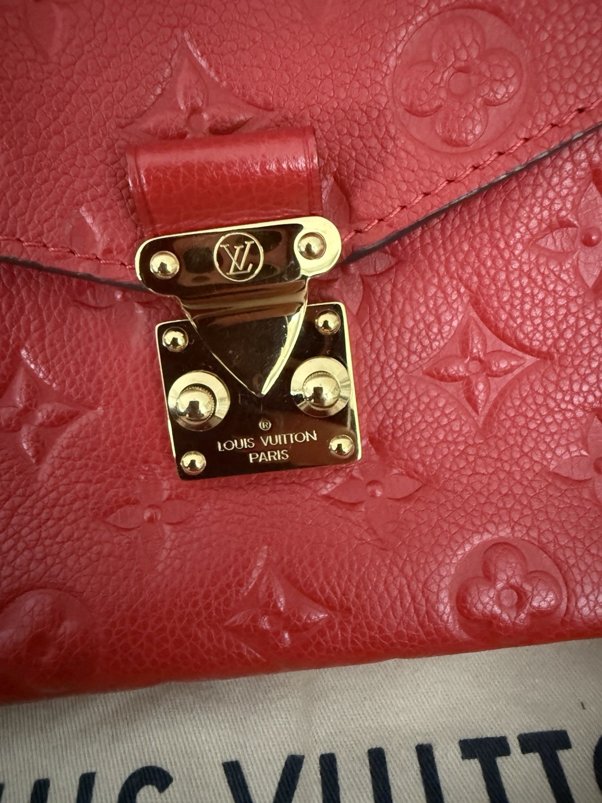 $3000 LOUIS VUITTON Pochette Metis Bag Empreinte Leather Red image 9