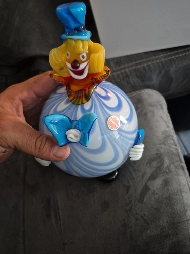 VTG Murano Art Glass Clown, Round Figurine, MADE IN ITALY, 7”