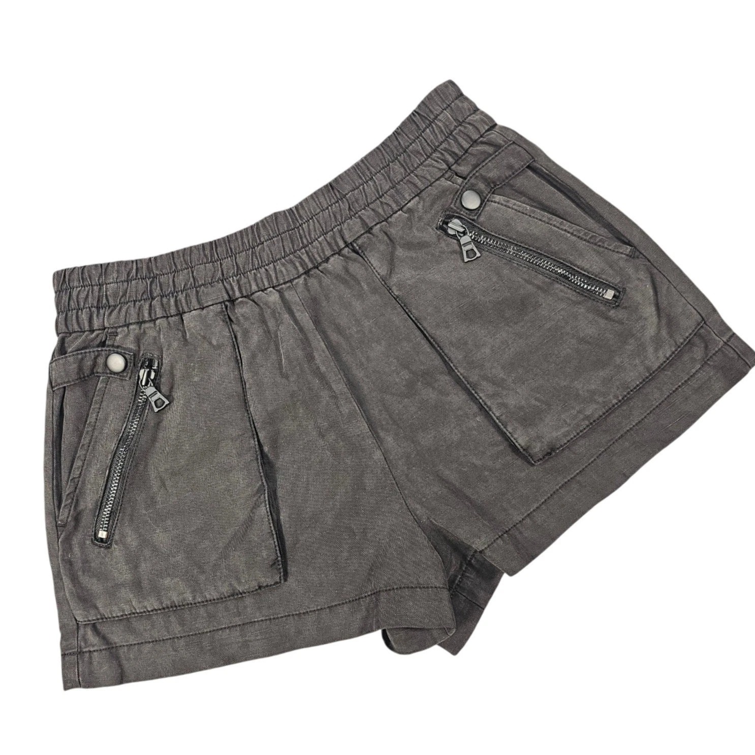 Alice + Olivia Cady Utility Shorts Grey Lyocell Linen XS CC105A20603 Boho Casual