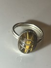 VTG Sterling Silver EGYPTIAN Tiger's Eye Scarab AMULET Beetle Ring Size 8 3g — photo 4