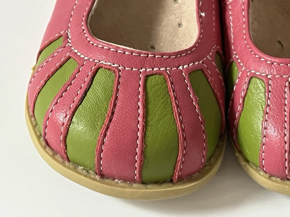 Zapatos planos de ballet Livie & Luca para niñas pequeñas talla 4 rosa verde cuero nubes Foto 3 de 4