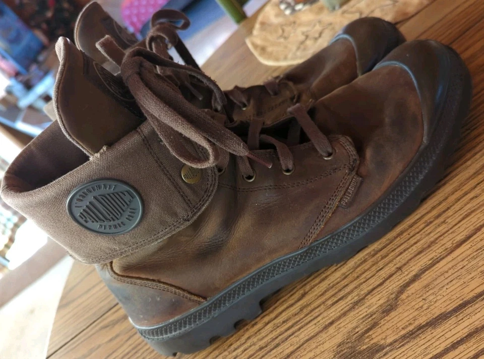 Botas de combate al tobillo de cuero paladio para hombre talla 11 marrón  Foto 4 de 4