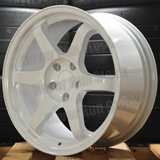 9six9 Six-1 17x8 5x114.3 25 Offset Gloss White Te 6 Spokes Sport 4 Wheels Set
