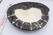 MCM Ceramic Ashtray Sky Black White Oval Glazed 11x 9 Cigar and Cigarette 7 Slot