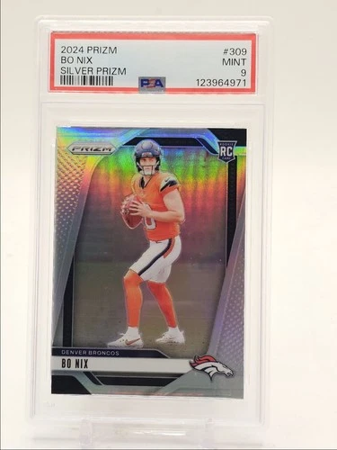 BO NIX 2024 PANINI PRIZM ROOKIE FOOTBALL SILVER BRONCOS H RC PSA 9 Q0004