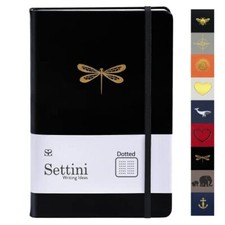 Hardcover Journal Notebook - Gift for Women and Men - Faux Black Dragonfly