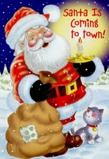 Santa Is Coming To Town - Christmas Greeting Card - 20810
