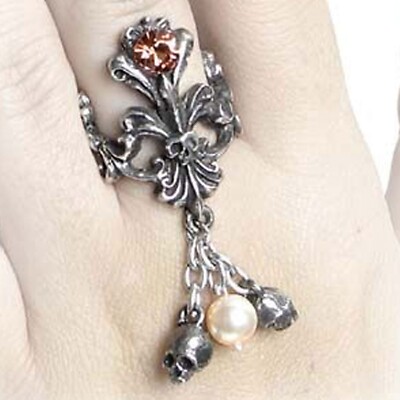 アクセサリー AlchemyGothic R146L Aurum Mortis AURUM MORTIS RING Alchemy Gothic - Amber Swarovski crystal and