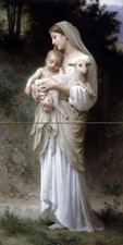 Tile Mural Lamb baby girl by W. Bouguereau Kitchen Backsplash Marble Ceramic