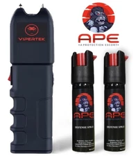 VIPERTEK VTS989 - 700BV Rechargeable Heavy Duty Stun Gun + 2 APE Pepper Spray